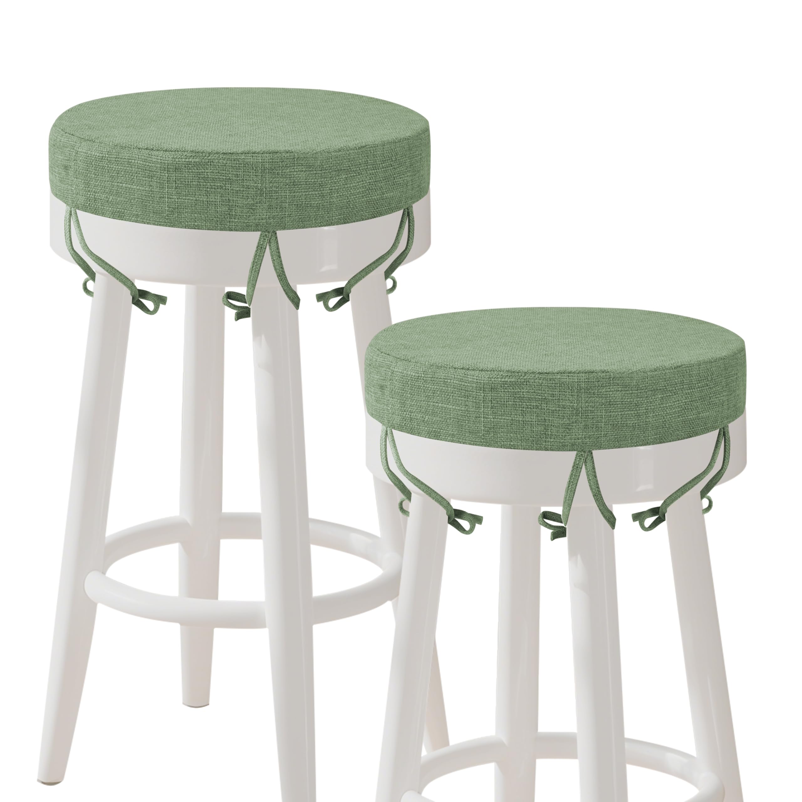 AddGrace Round Bar Stool Cushions with Ties Set of 2 31cm Grayish Green