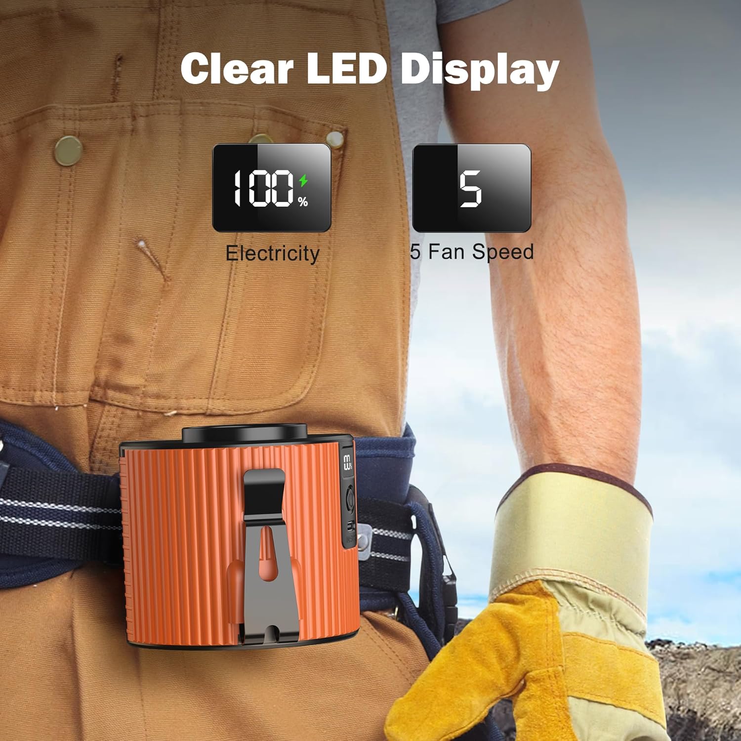 AMACOOL Portable Waist Fan, 11000RPM Strong Airflow with 5 Speeds, 20Hrs Cooling, Personal Waist Clip Fans, Hands-Free Shirt Fans Wearable Belt Fan for Outdoor Jobsite Camping Hiking Travel