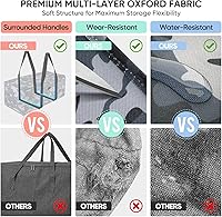 Vista 5 de BALEINE Bolsa de almacenamiento extragrande con cremalleras y asas de transporte, bolsas de mudanza de tela Oxford de alta resistencia