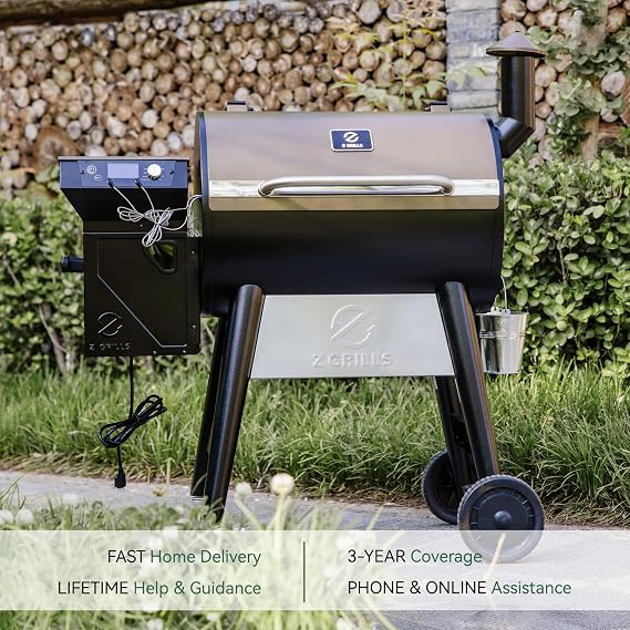 Z GRILLS 7002C Wood Pellet Grill, PID 3.0 Controller,697 in sq | 8-1 digital grill,built-in meat probes, rain cover included, outdoor BBQ