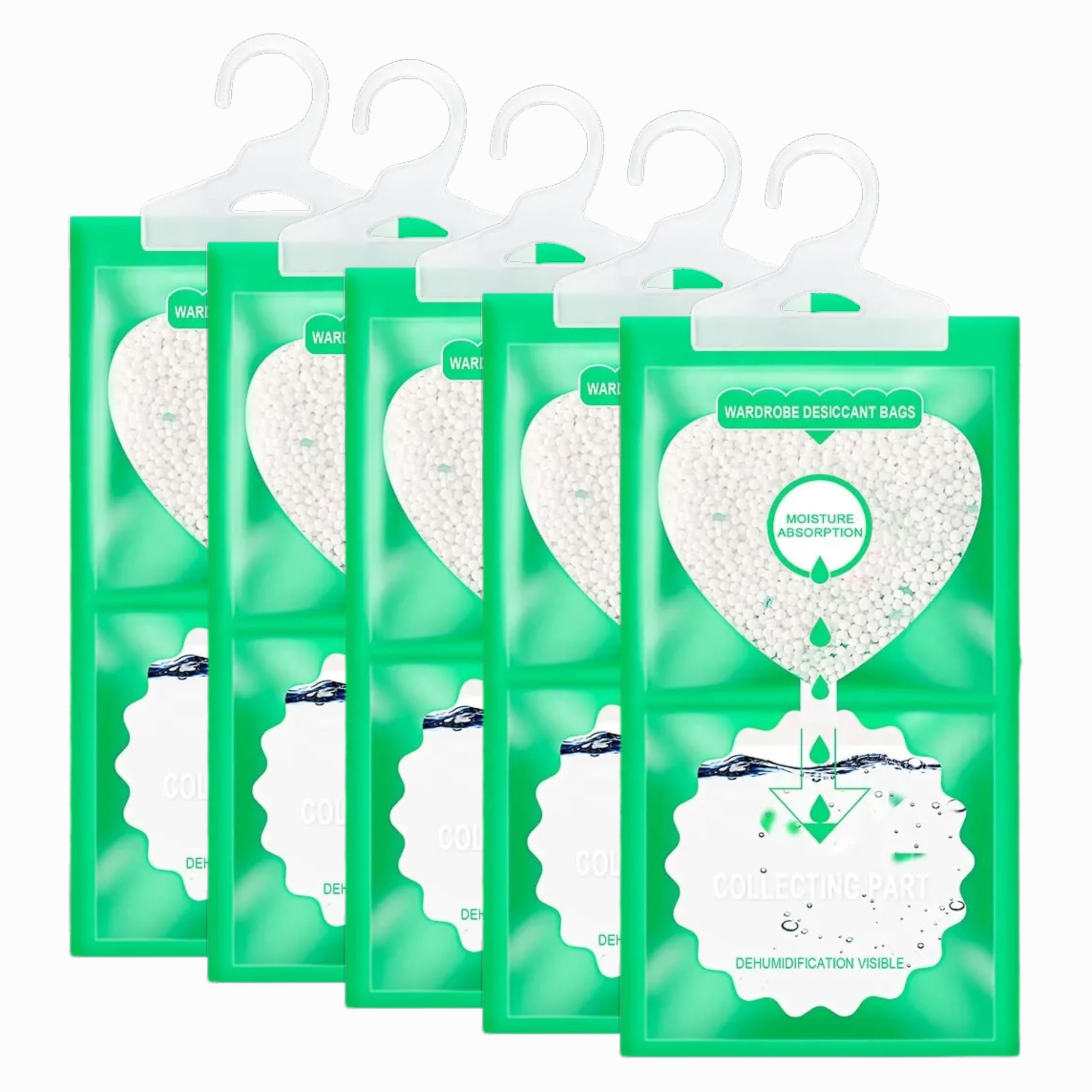 Pack 5 Bolsas Antihumedad con Percha | Absorbe Humedad y Previene Moho | Deshumidificador para Armarios, Ropa y Espacios Cerrados – KAI KOA