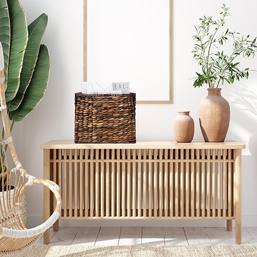 Miniatura 4 de Tatuo Seagrass - Cestas para revistas, alta y estrecha, de mimbre, para piso, baño, hogar, oficina, soporte tejido a mano para libros, periódicos,