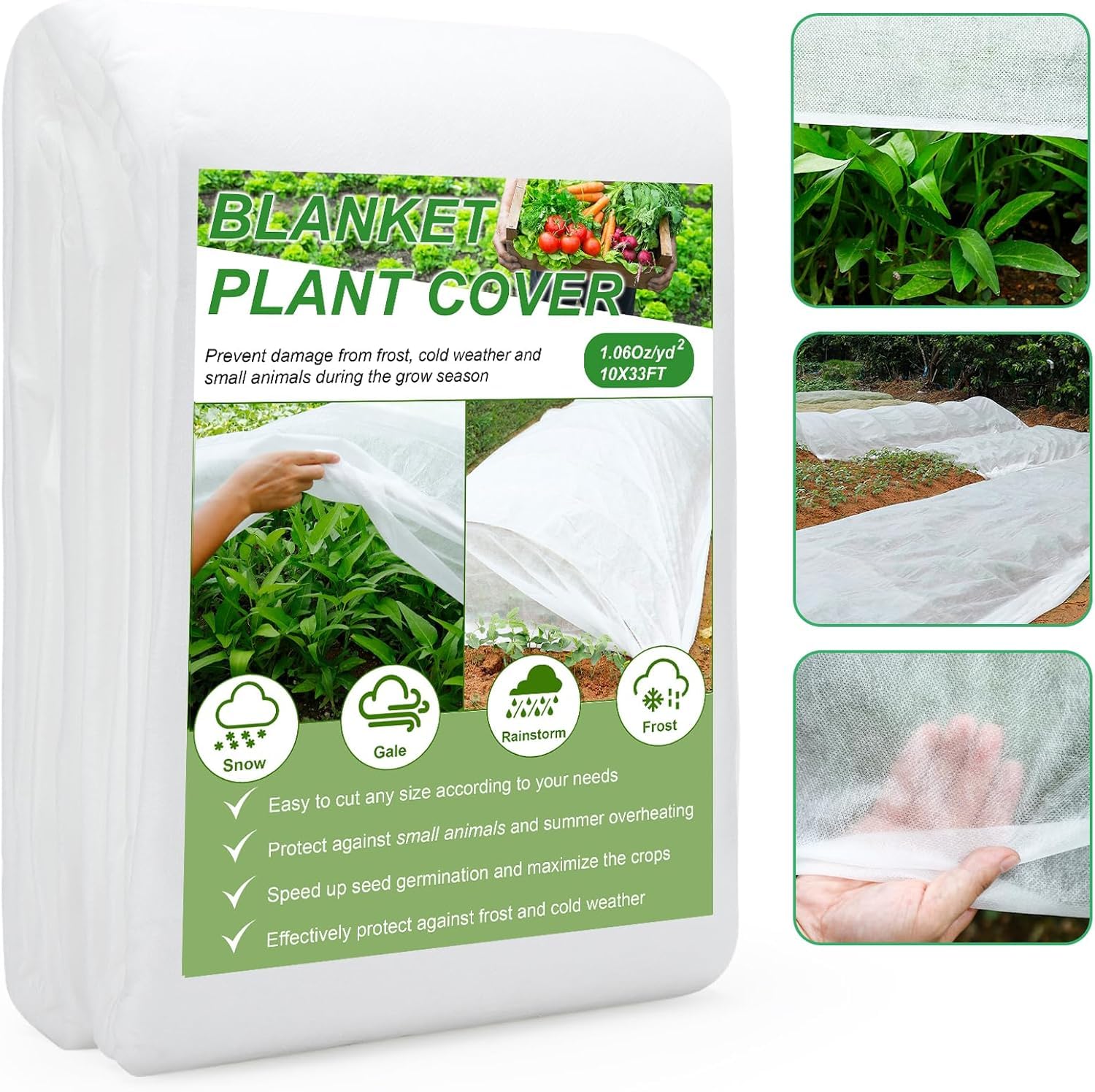 UTMHGU 3m x 10m Horticultural Garden Fleece Frost Protection, 36gsm Lawn Fleece for Grass Seed, Breathable Non-Woven Fabric Plant Covers for Winter, Plant Fleece for Vegetables, Flowers and Trees