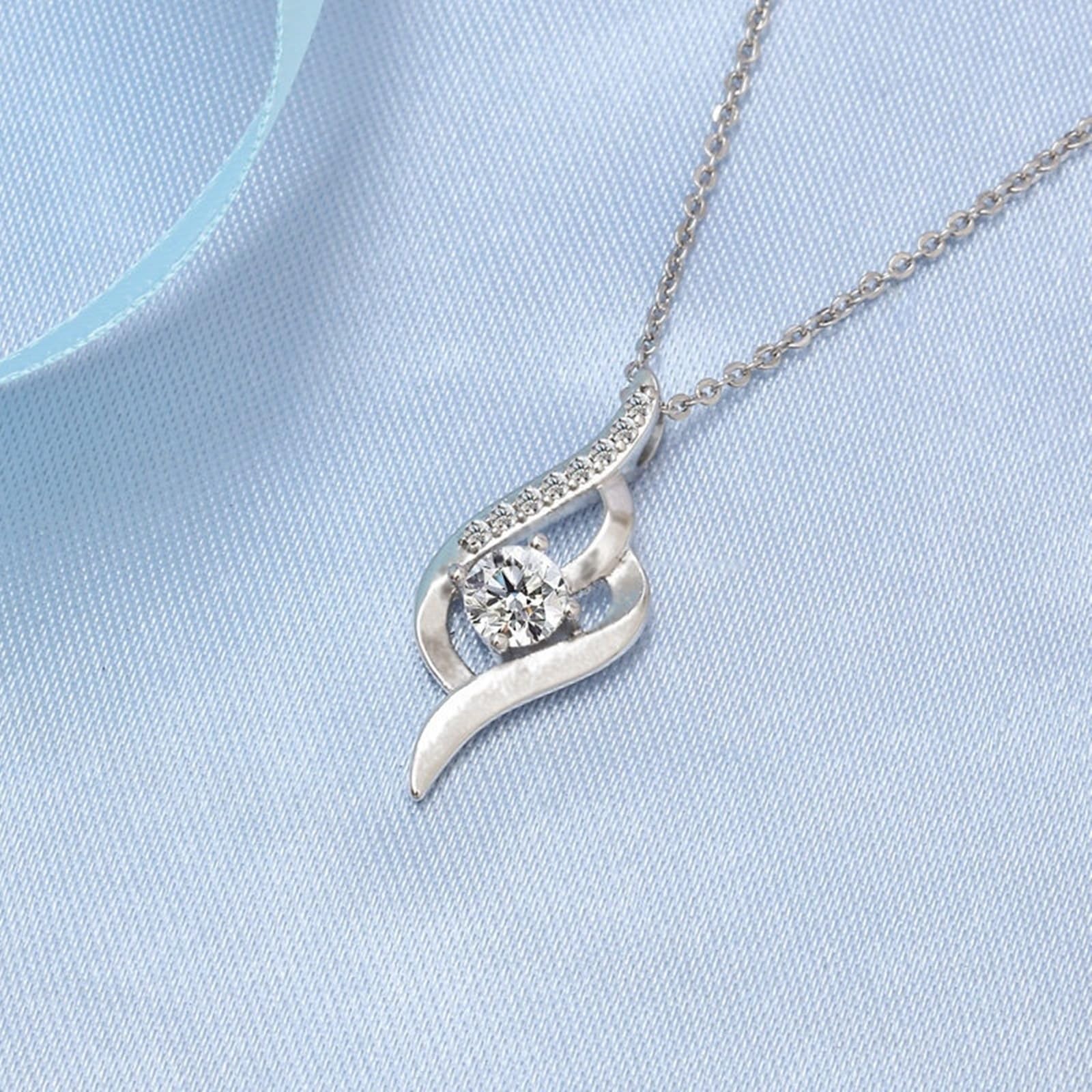 Collana Oro Bianco Donna 9K Vero, Catene Collane Classico Design A Foglia Vuoto con Diamante Sintetico Rotondo Ciondolo Collana Donna Oro Bianco 45 CM