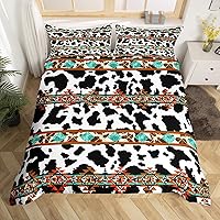 Vista 10 de Erosebridal Funda de edredón de piel de vaca marrón con estampado de vaca de las tierras altas, juego de ropa de cama occidental exótico azteca