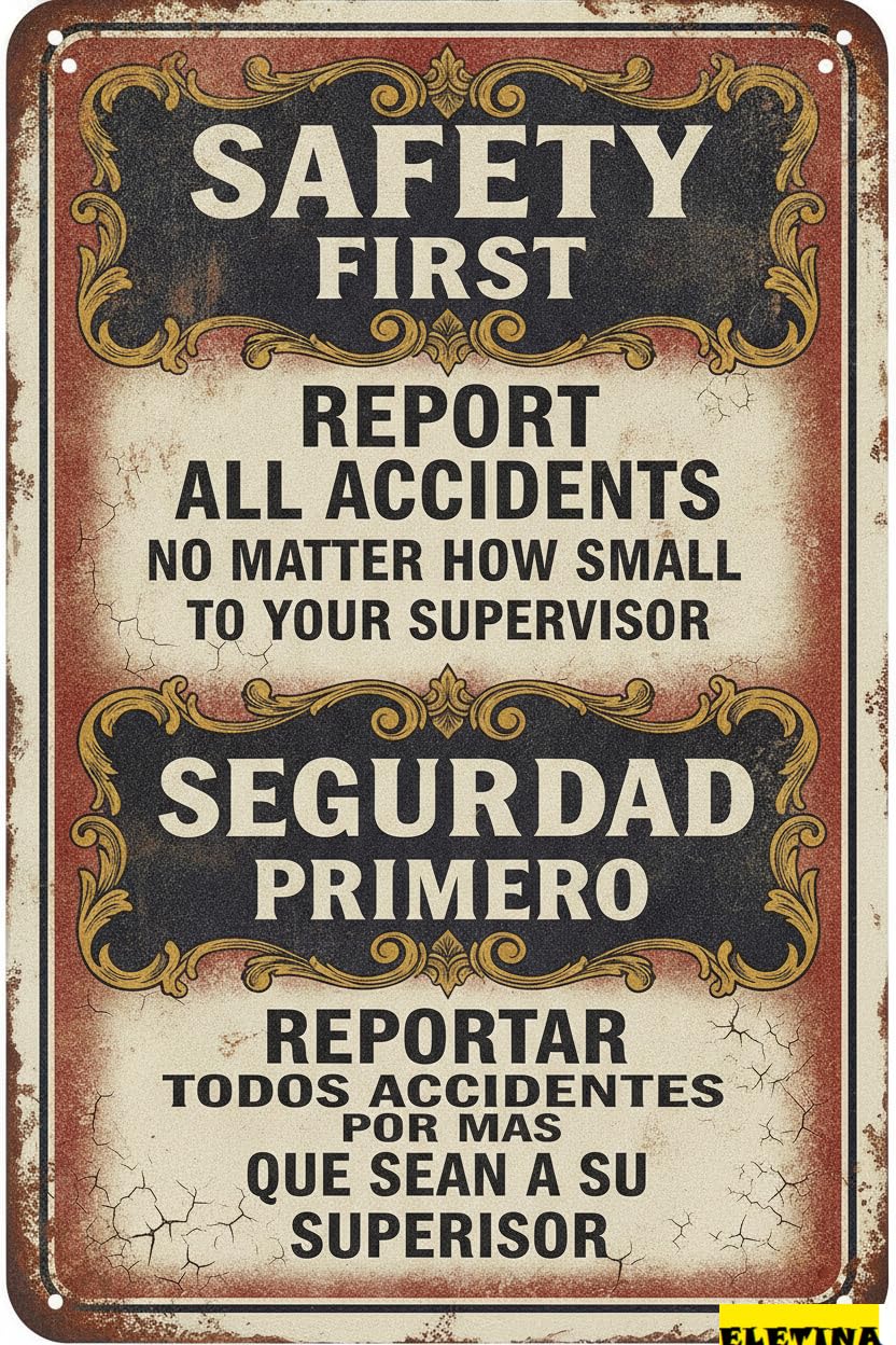 Report All Accidents Caution Tin Sign, 8x12 Inch Decor
