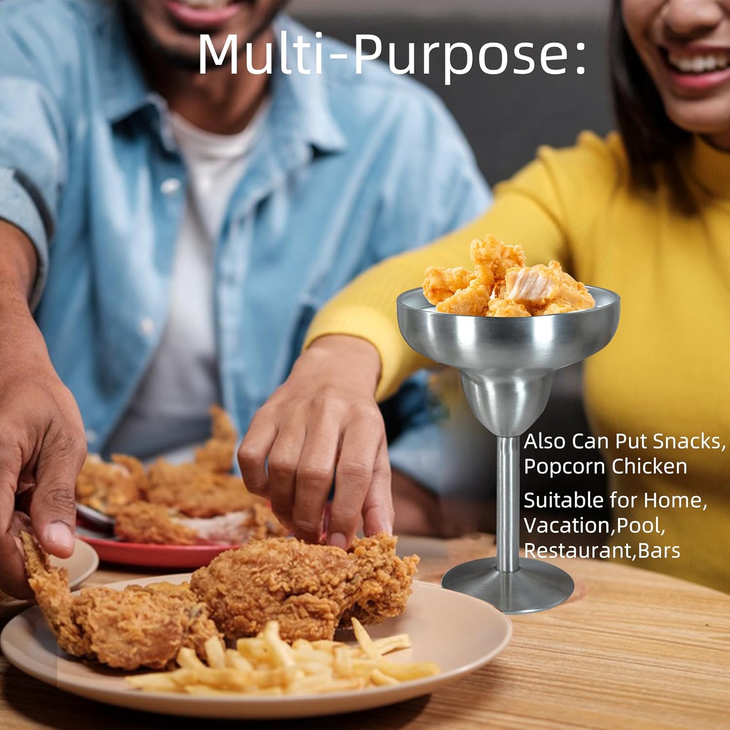 AGH Stainless Steel Margarita Tumbler with Lid, 10oz Insulated Martini Glasses, Double Wall Insulated Cocktail Tumbler Wine Glasses for Party, Vacation, Picnic, Pool, Beach Patio (1, Stainless Steel) - Image 4