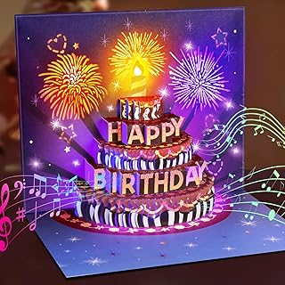 Birthday Cards, LIGHTS & SOUND Pop up Happy Birthday Card Bi