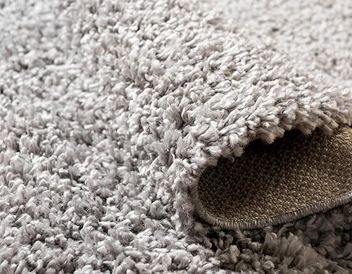 Miniatura 6 de Unique Loom Davos Shag Collection Alfombra de Área - Sólida (5 pies 3 pulgadas x 8 pies Oval, Sterling)
