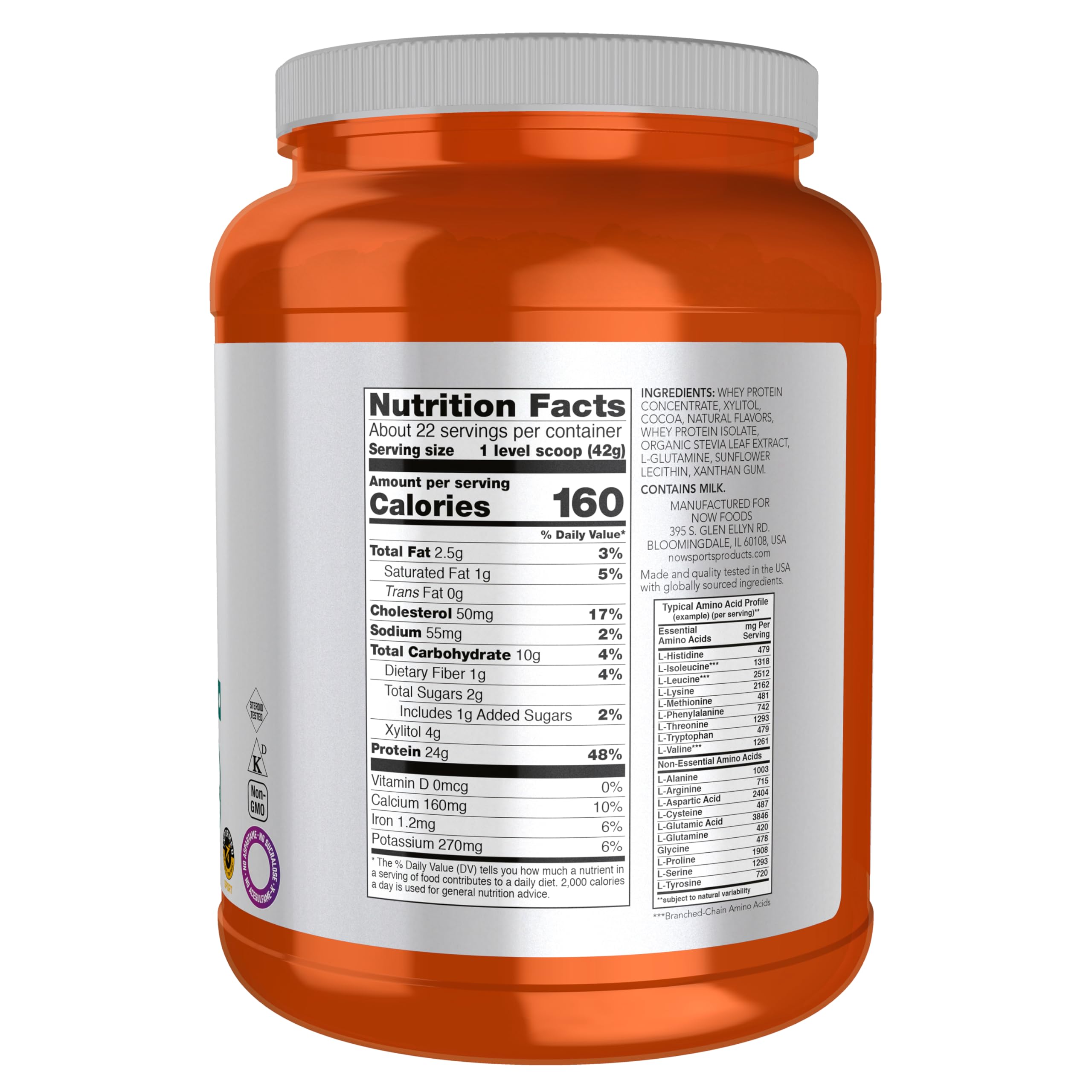 NOW Sports, Whey Protein 24 g With BCAAs, Creamy Chocolate Flavor, 2 lbs — Amazon image 2
