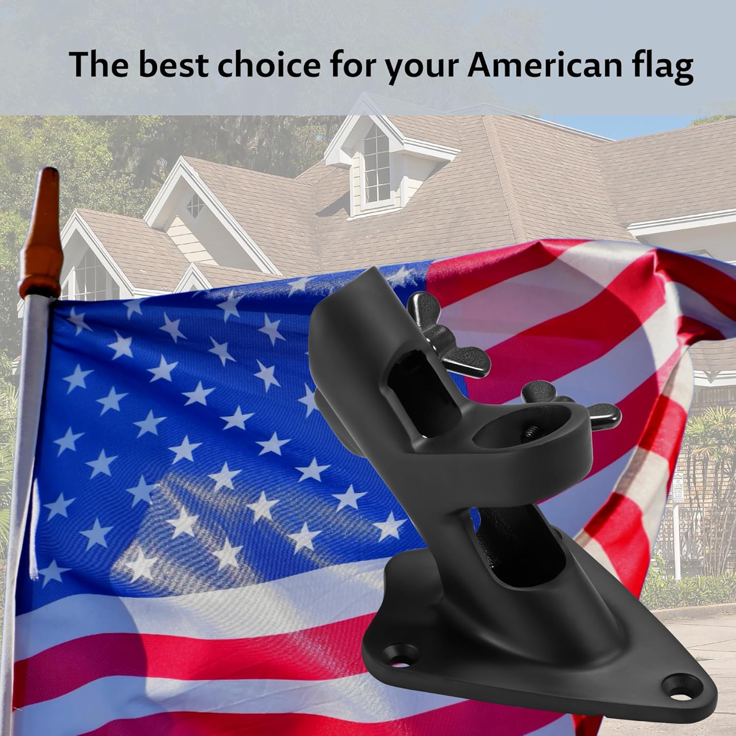 Flag Pole Holder, 316 Stainless Steel Heavy Duty Concrete Flag Pole Mount for House Outside, USA Wall Brick Flag Pole Bracket, 1 Inch，Black