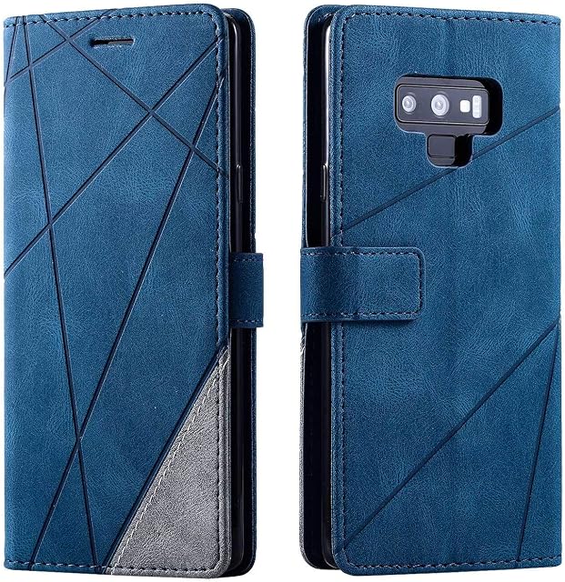 SONWO Galaxy Note 9 Case, Premium Leather Flip Wallet Case Magnetic Closure Card Slots kickstand Phone Case for Samsung Galaxy Note 9, Blue