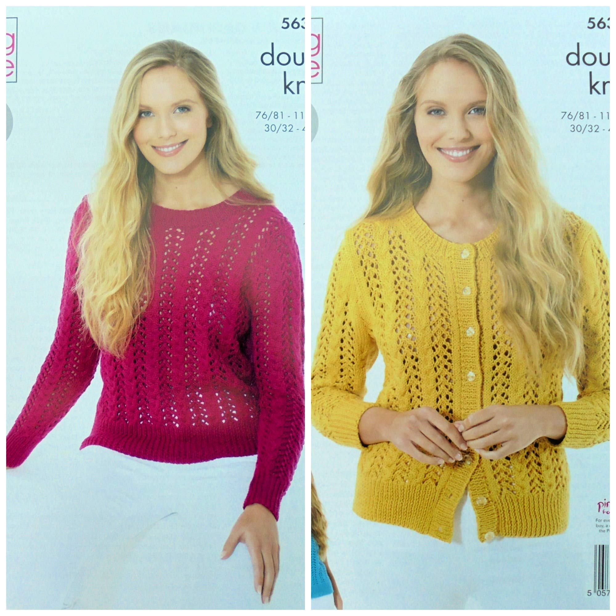 King Cole Knitting Pattern Ladies Lacy Cardigans and Jumper in Cottonsoft DK 5635 Multicoloured