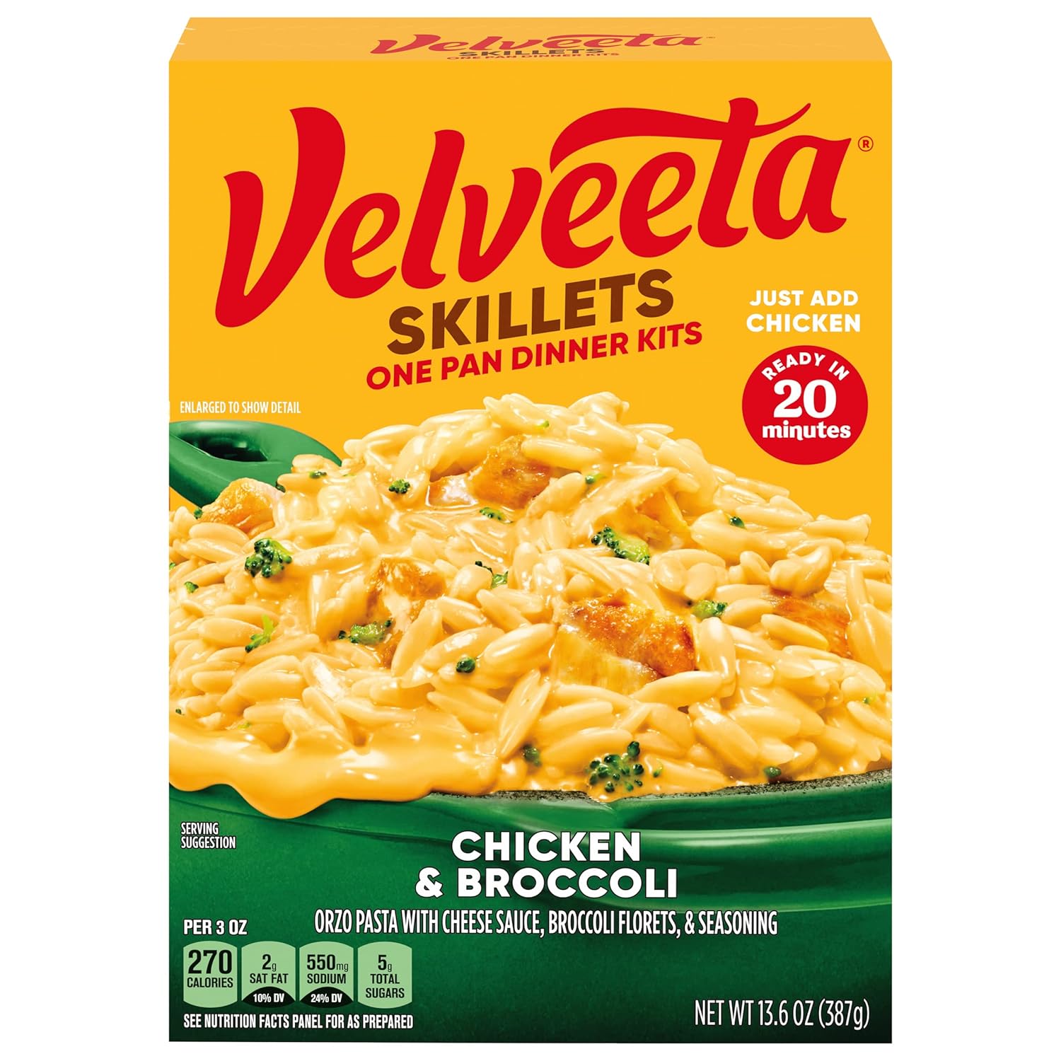 Velveeta Skillets Cheesy Chicken & Broccoli Dinner Kits (13.6 oz Boxes, Pack of 6)