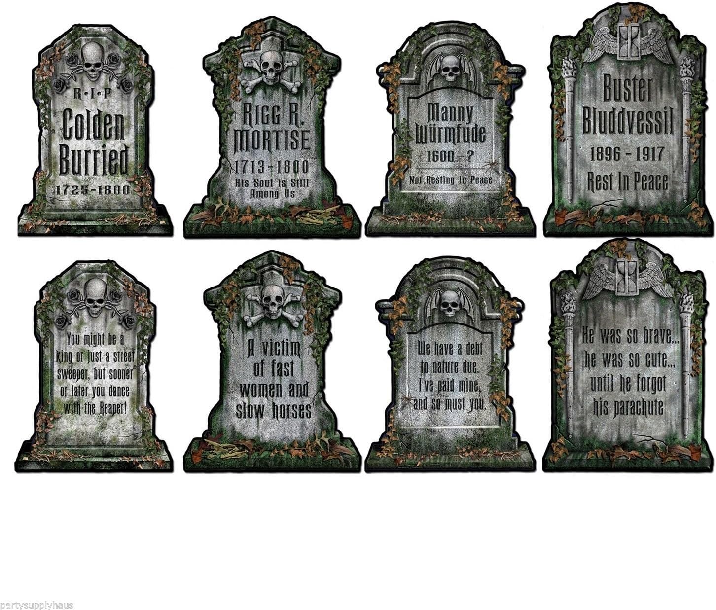 Amazon.com: 4 Halloween Cemetery GRAVEYARD TOMBSTONE Diecut CUTOUTS ...