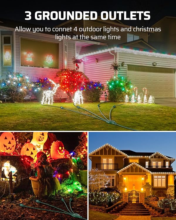DEWENWILS Outdoor Extension Cords, Total 58FT (Max Length 40FT from End to End), Heavy Duty Extension Cord, Extension Cord with Switch for Outdoor/Indoor String Lights, Green by DEWENWILS - Image 7