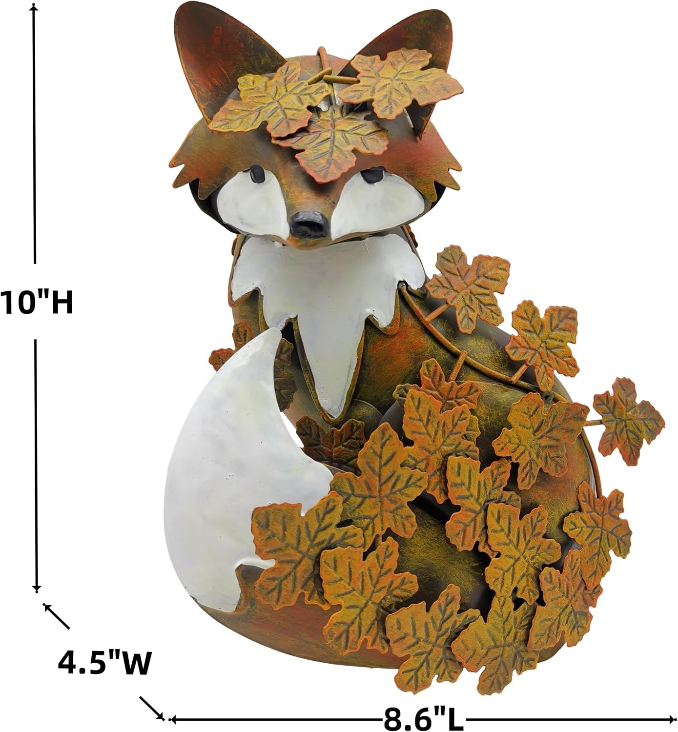 10" Metal Cute Fox Garden Accent, Whimsical Fox Lover Ornament, Real Metal Sculpture Decor, Funny Animal Outdoor Statue, Unique Decorative Lawn Fox Figurine Gift