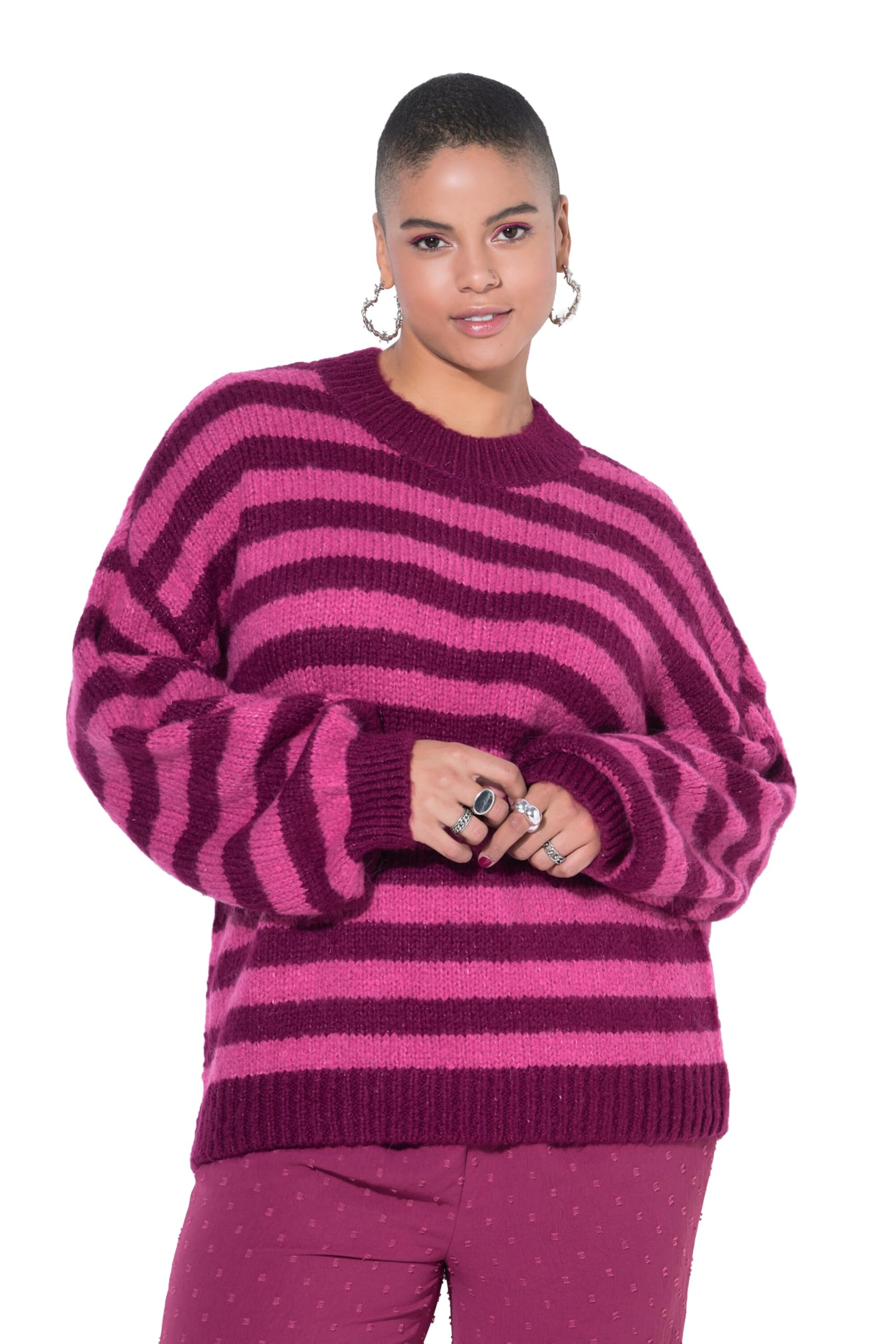 Studio Untold Damen große Größen Übergrößen Plus Size Pullover, Oversized, Grobstrick, Colorringel 848922