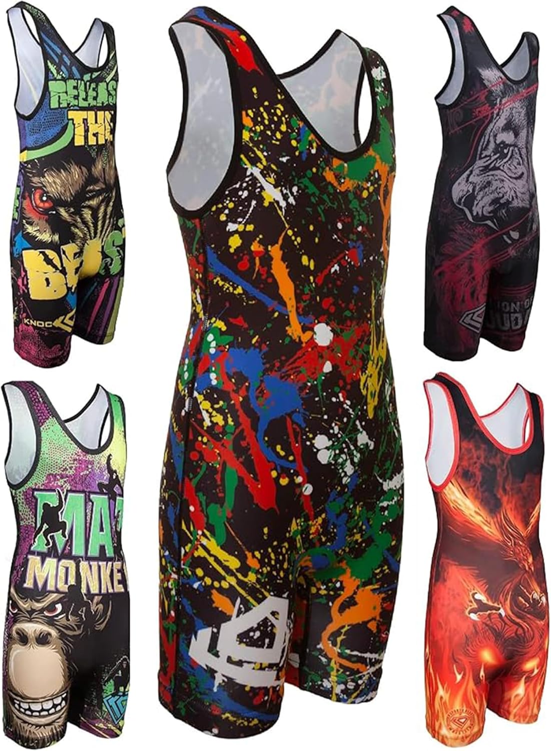 Unisex Wrestling Singlets for Kids & Youth Wrestlers, Fantasy Singlets for Boys & Girls, Youth Sizes XXS-L
