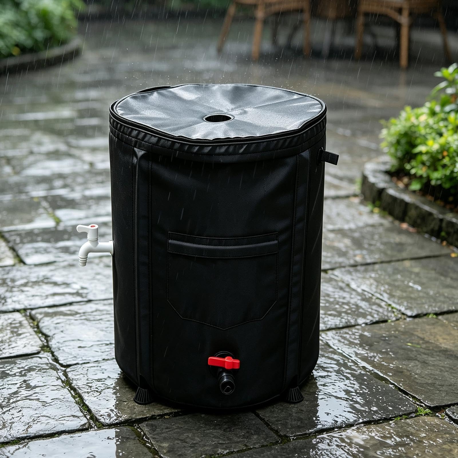 Barril Recolector de Agua de Lluvia Contenedor de Almacenamiento Portátil,