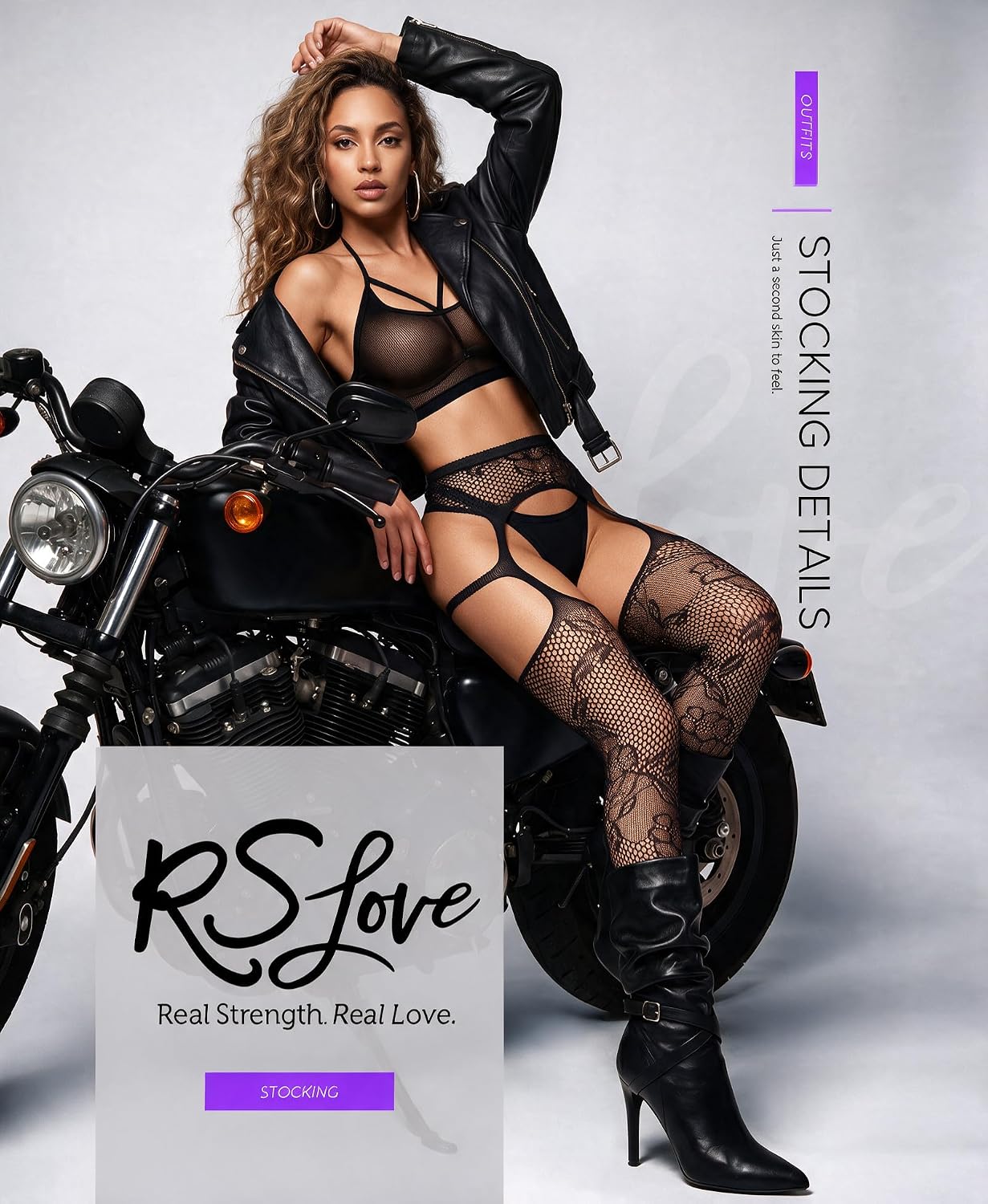 RSLOVE Women's Sexy Fishnet Stockings Thigh High - Lace Garter Tights Suspender Pantyhose One Size