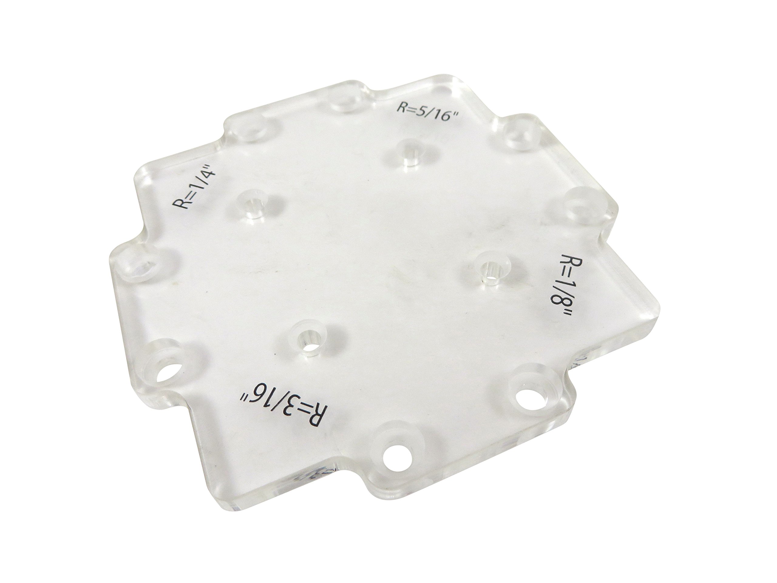 Taytools 300010 Promień zewnętrzny promień narożnika prowadnice do szablonów, 12 rozmiarów od 1/8 do 1 cala na 1/16, grubość 5/16 cala CNC przezroczysty akryl, 4-3/4 cala kwadratowy