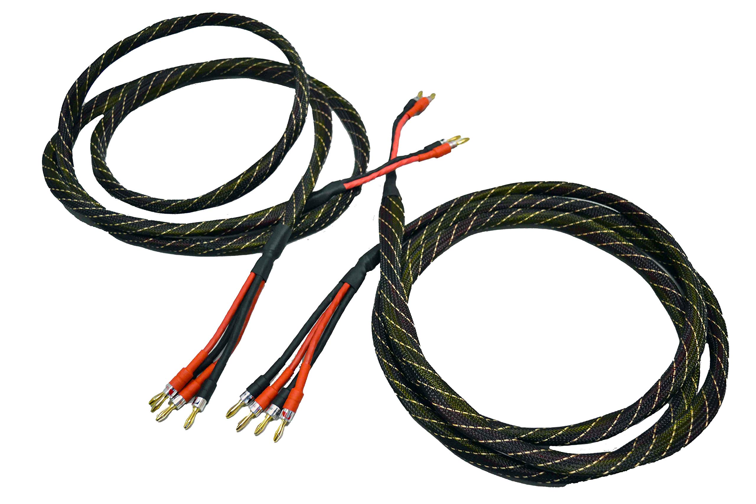 Coppia Cavi Hi-Fi Bi-Wiring In Rame OFC 99,99% – Fatti In Italia Con Connettori A Scelta (Banana, Forcella O Puntale), Lunghezze Personalizzabili