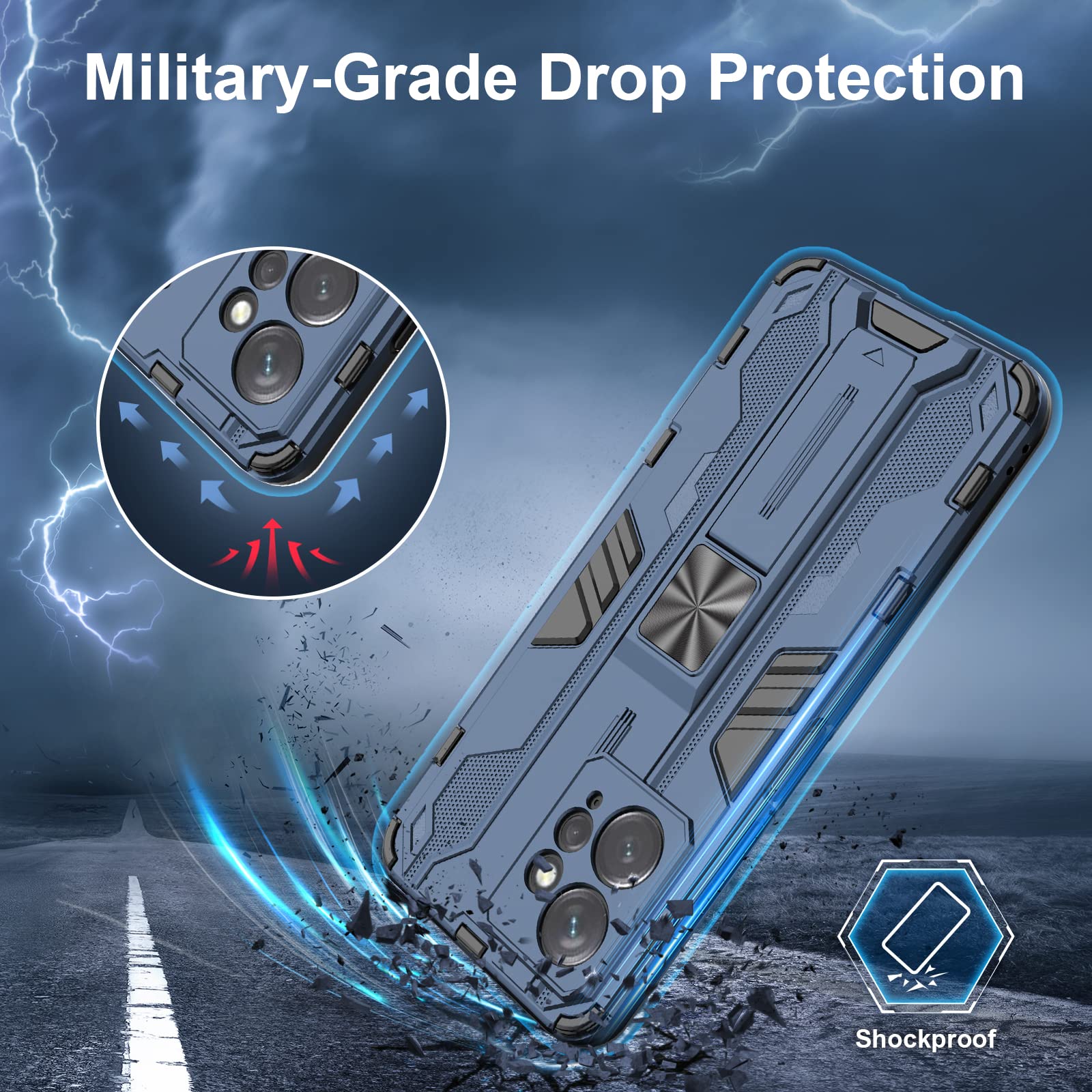 Funda para Xiaomi Redmi Note 15 Pro 5G, Carcasa Antigolpes con Soporte anular metálico, Case Protectora de Grado Militar, Azul — view 588
