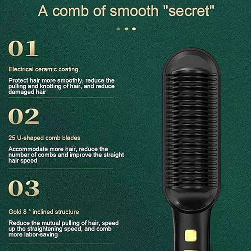 Miniatura 4 de Rizador de cepillo alisador, de iones negativos de calor rápido, plancha de pelo para mujer, cepillo de calentamiento de cabello, peine rizador de