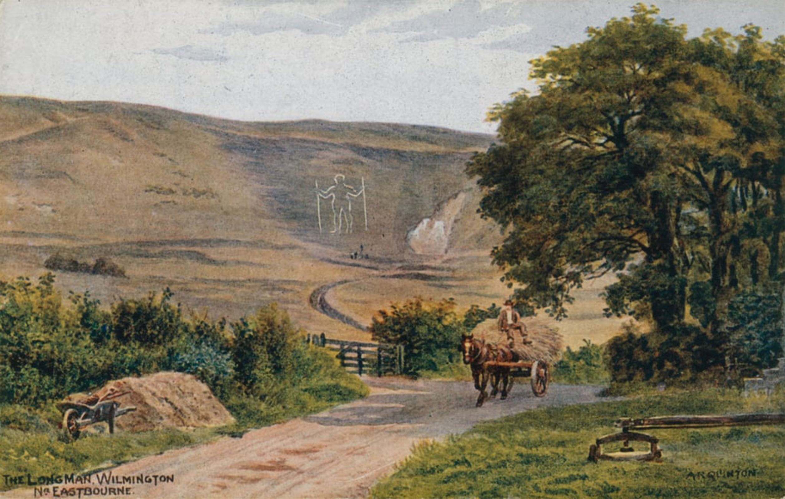 SERENDIPITP Retro Picture Poster Wall Art Pictures Painting the Long Man Wilmington Eastbourne by Alfred Robert Quinton Wall Art Canvas Print for Wall Decor 60x90cm