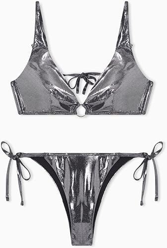 Bikini brasileño Under The Sea Triángulo para mujer, color negro, talla L