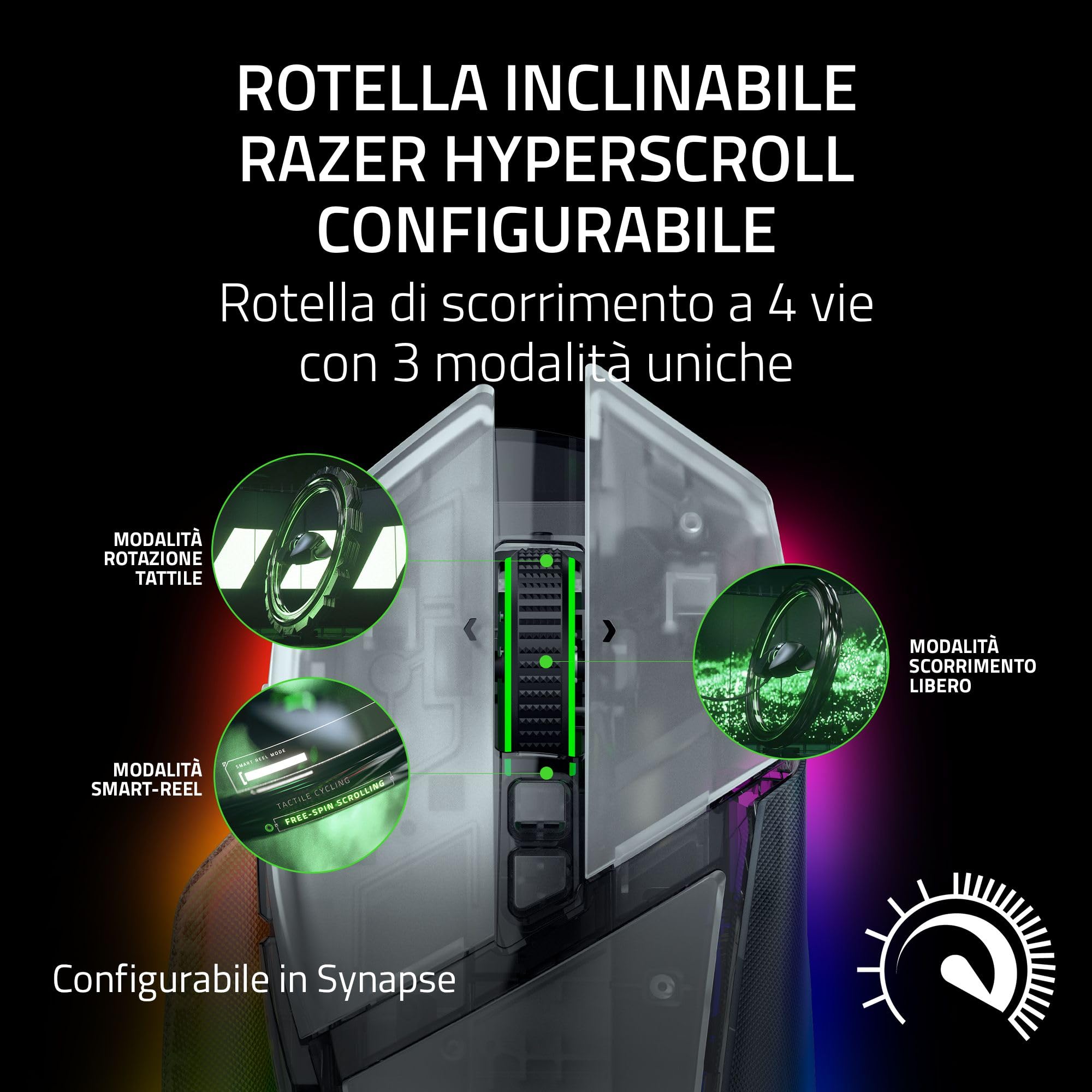 Razer Basilisk V3 Pro 35K Phantom White - Mouse da gioco RGB ergonomico wireless personalizzabile - Sensore 35K DPI - HyperSpeed e Bluetooth - PC/Mac | Edizione Phantom White