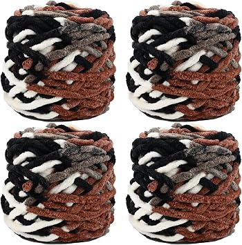 Knitting Wool Yarn 4 x 100g Multi-Colored Soft Chunky Yarn for Crochet Projects Making Plush Balls Handmade Bags Sweaters Shoes Hats Sweaters Blankets Scarves