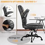 Brick Attic chaise de bureau, chaise de bureau de bureau ergonomique en cuir avec roues chaise de travail d'ordinateur pivotante avec support Lumbar et accoudoirs Flip-up noir