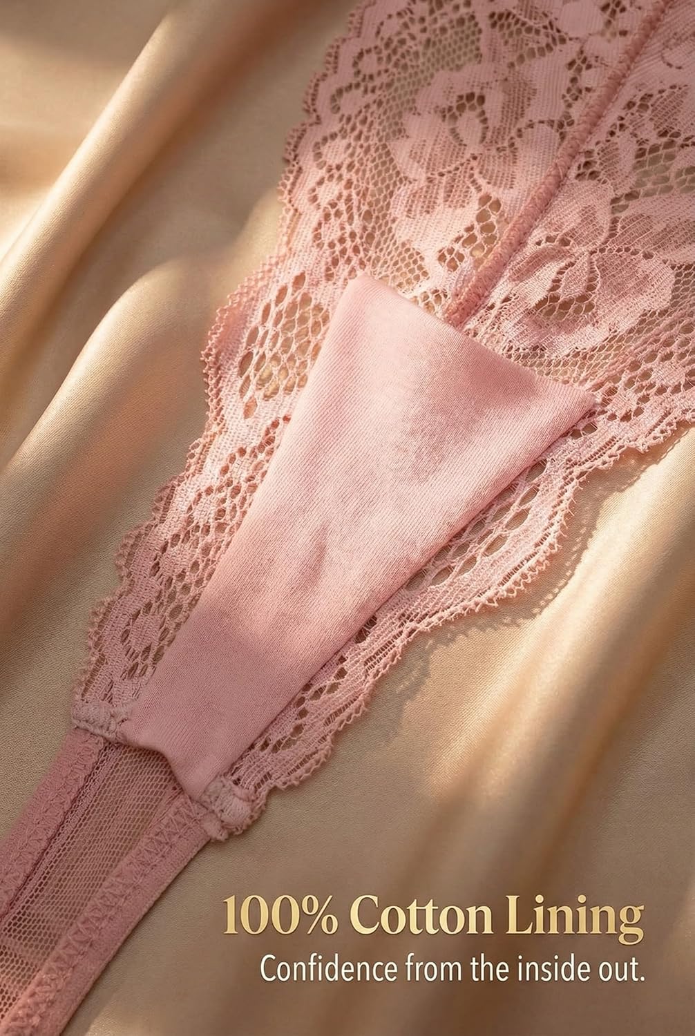 High Waisted Lace Thongs for Women - Rise Lacy Thong Underwear - Sheer High Waist Coverage Plus Size Women's Sexy Panties - Image 8