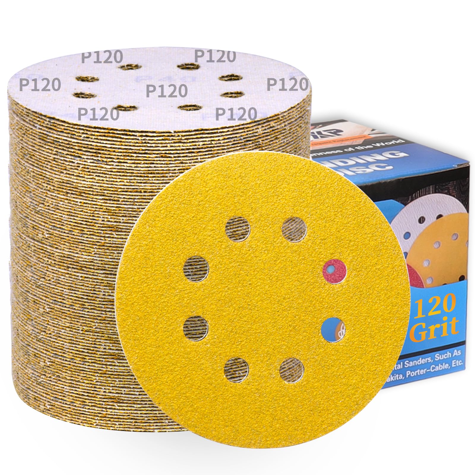 100 Disques Ponçage 125mm Grain 120 - Papier Abrasif Pour Ponceuse Excentrique Qualite Professionnelle 90722677