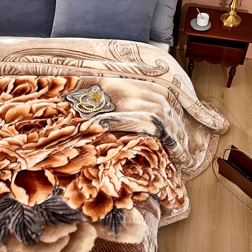 Miniatura 7 de Manta cálida de invierno de visón coreano, tamaño matrimonial, 71 x 87 pulgadas, 6.6 libras, manta Raschel reversible de dos capas, felpa suave y