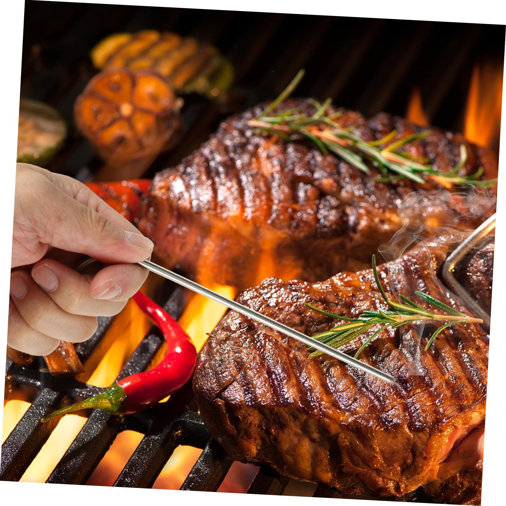 VALICLUD Kabelloses Digitales Grill und Bratenthermometer mit Fernüberwachung Backofenthermometer Großer Beleuchteter LCD Bildschirm Vorprogrammierte Garstufen Alarmfunktion für Bbq und