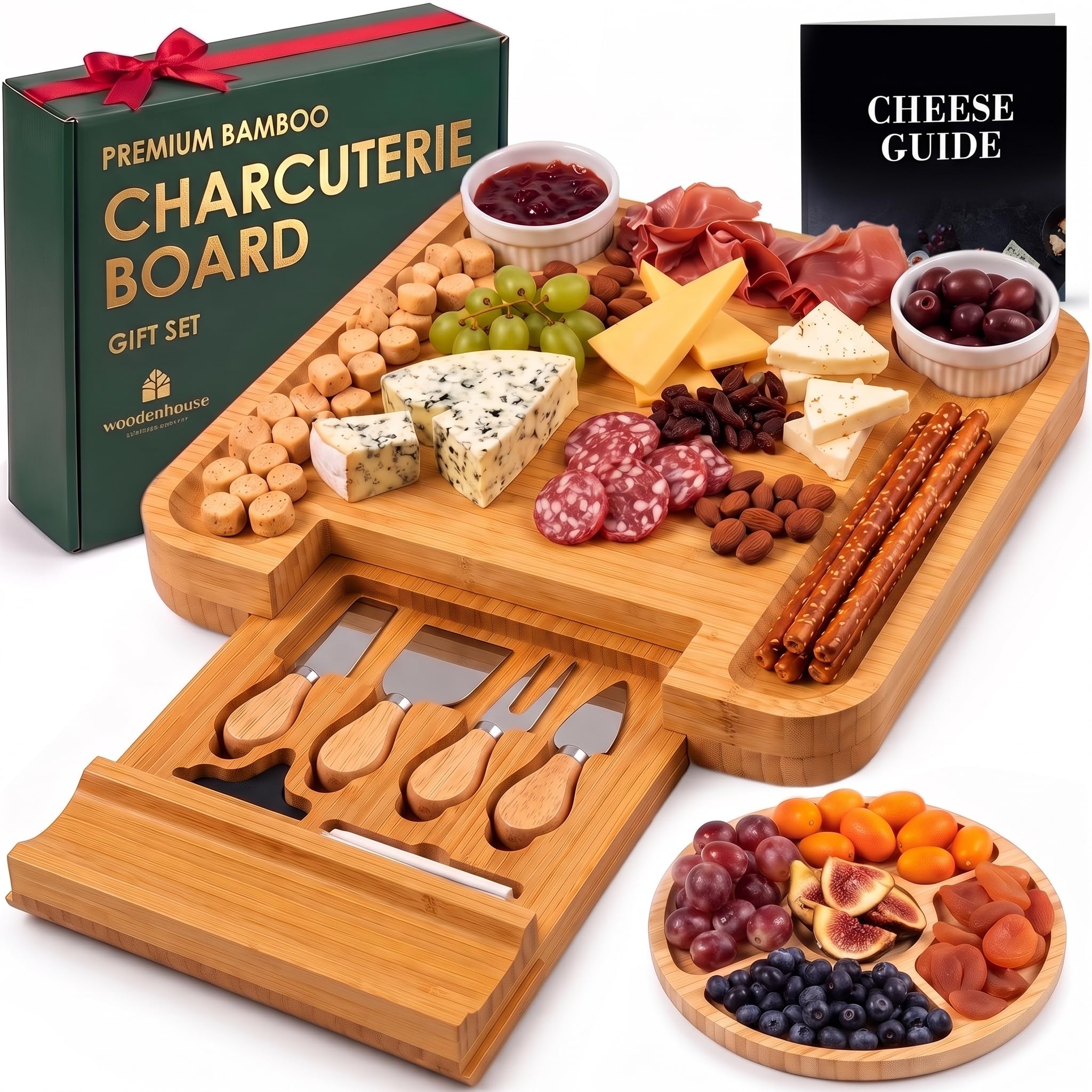 Bamboo Charcuterie Board Set - Gift for Couples -1