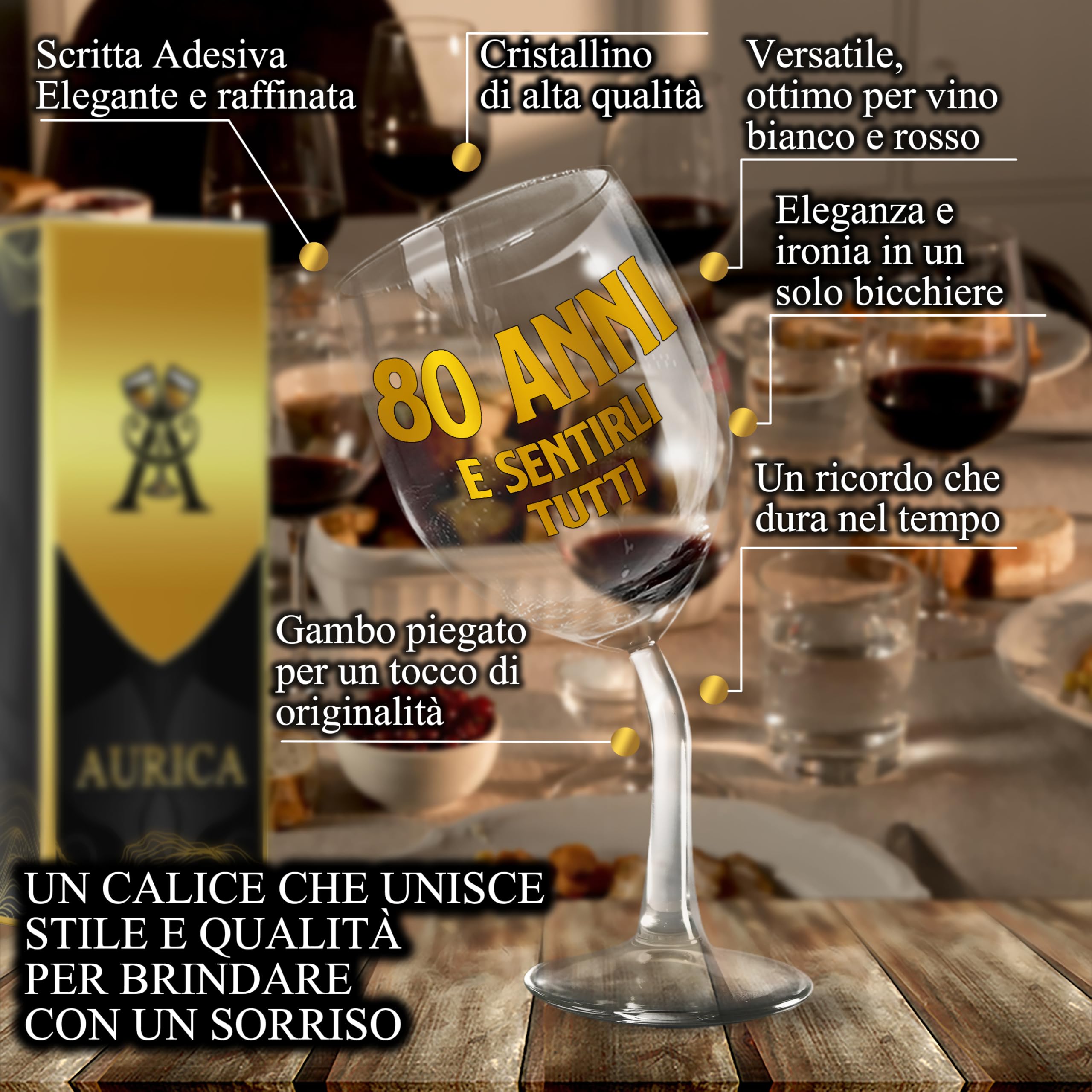 Bicchiere Da Vino 80° Compleanno – Design Divertente “Not Everyone Looks This Good At 80” – 345 Ml - 6