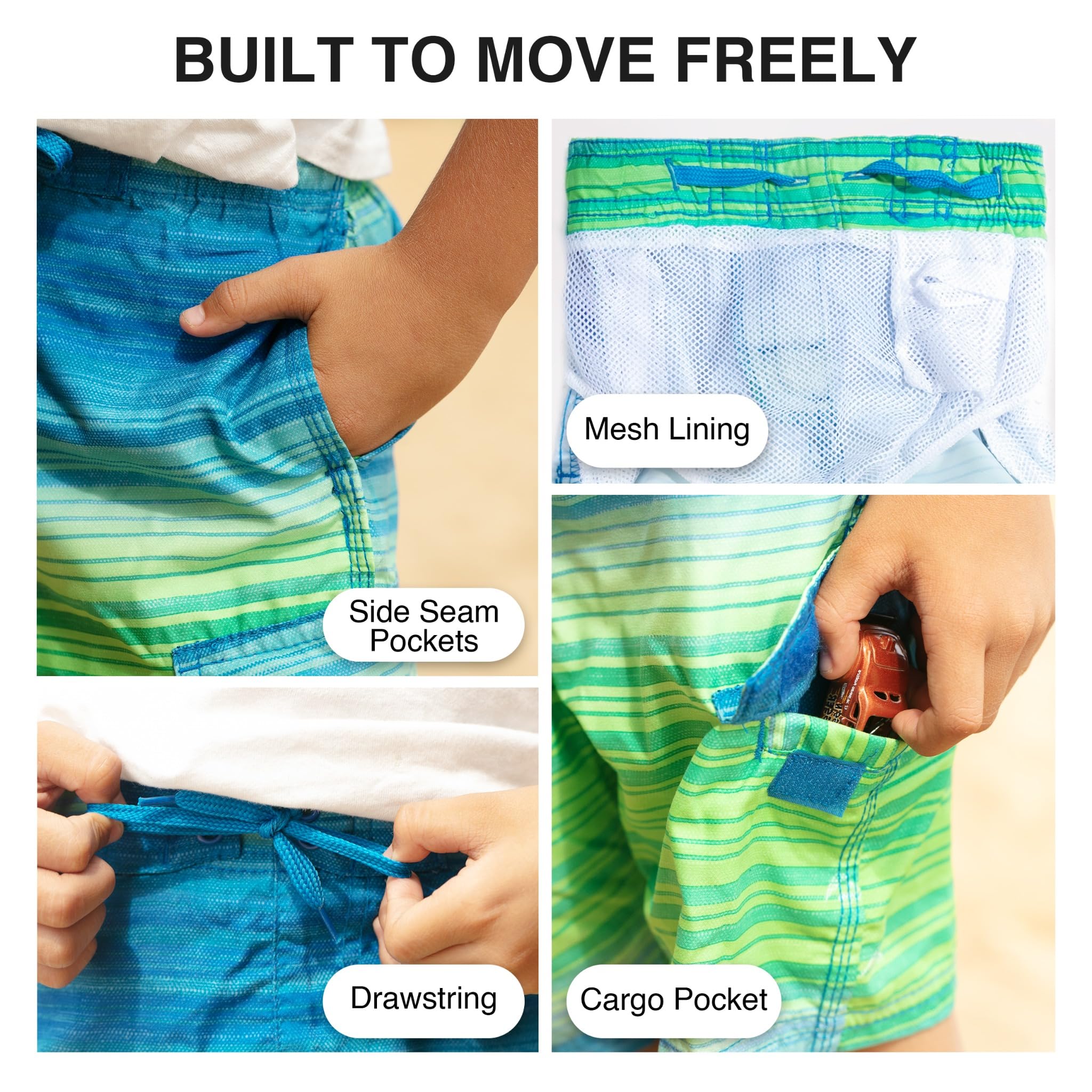 Kanu Surf Boys' Oahu Quick Dry Beach Swim Trunk