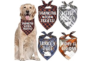 4 Pack Thanksgiving Dog Bandanas: Festive Fall Bandanas for Small, Medium, and Large Dogs
