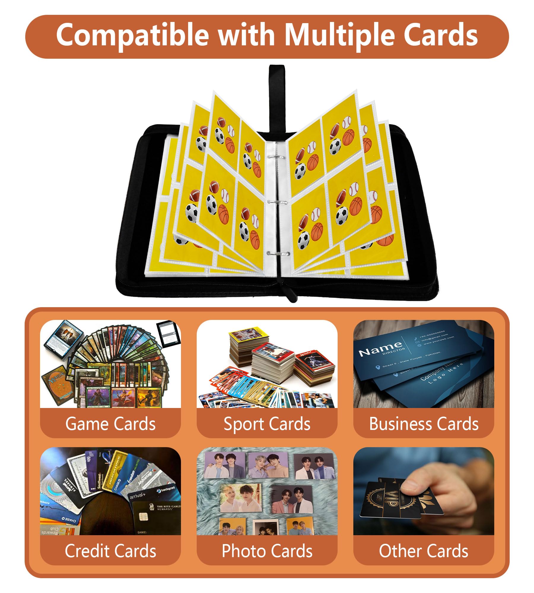 Trading Card Binder Basketball Card Binder 4-Pocket Trading Card Album With 400 Pockets, Removable Sheets, Keychain & Wristband | For Sports & Collectible Cards Sports Card Storage Trading Card Binder Basketball Card Binder 4-Pocket Trading Card Album With 400 Pockets, Removable Sheets, Keychain & Wristband | For Sports & Collectible Cards Sports Card Storage