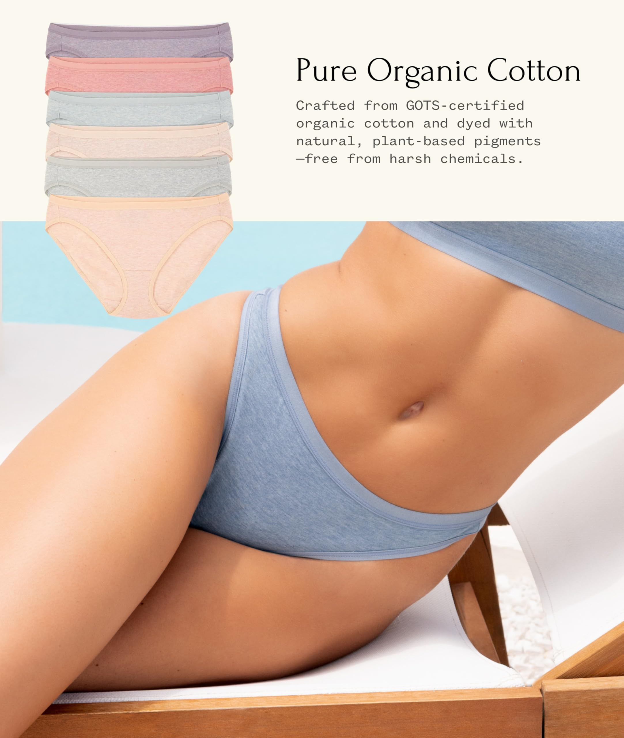Stretch-Bikini aus Bio-Baumwolle, 6er-Pack
