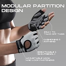 LIFECT Essential Breathable Workout Gloves, Knuckle Weight Lifting Fingerless Gym Exercise Gloves with Curved Open Back, for Powerlifting, Crossfit, Women and Men (Grey, X-Large)