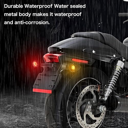 Miniatura 10 de NTHREEAUTO Señales de giro traseras para motocicleta, indicadores LED universales compatibles con Harley Sportster Dyna Iron 883, Honda Shadow,