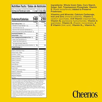 Cheerios, Heart Healthy Gluten Free Breakfast Cereal, Giant Size, 20 oz | 100% Whole Grain Oats, Soluble Fiber for Cholesterol, 34g Whole Grain, 11 Vitamins & Minerals