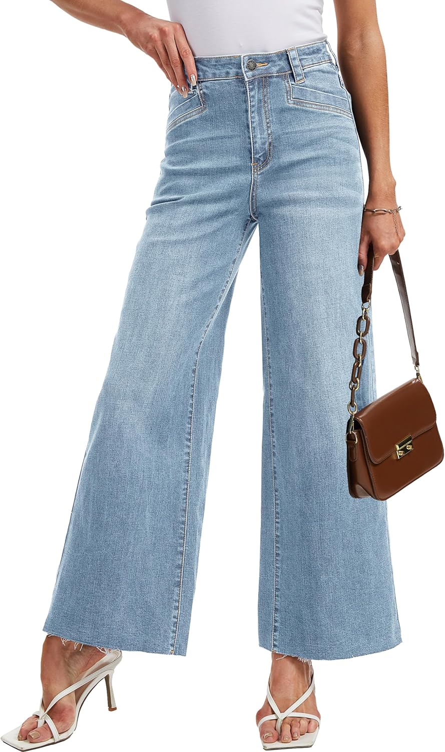 YUCOLEN Women's Wide Leg Jeans Baggy High Waist Stretchy Jeans Loose Straight Leg Vintage Y2K Denim Pants