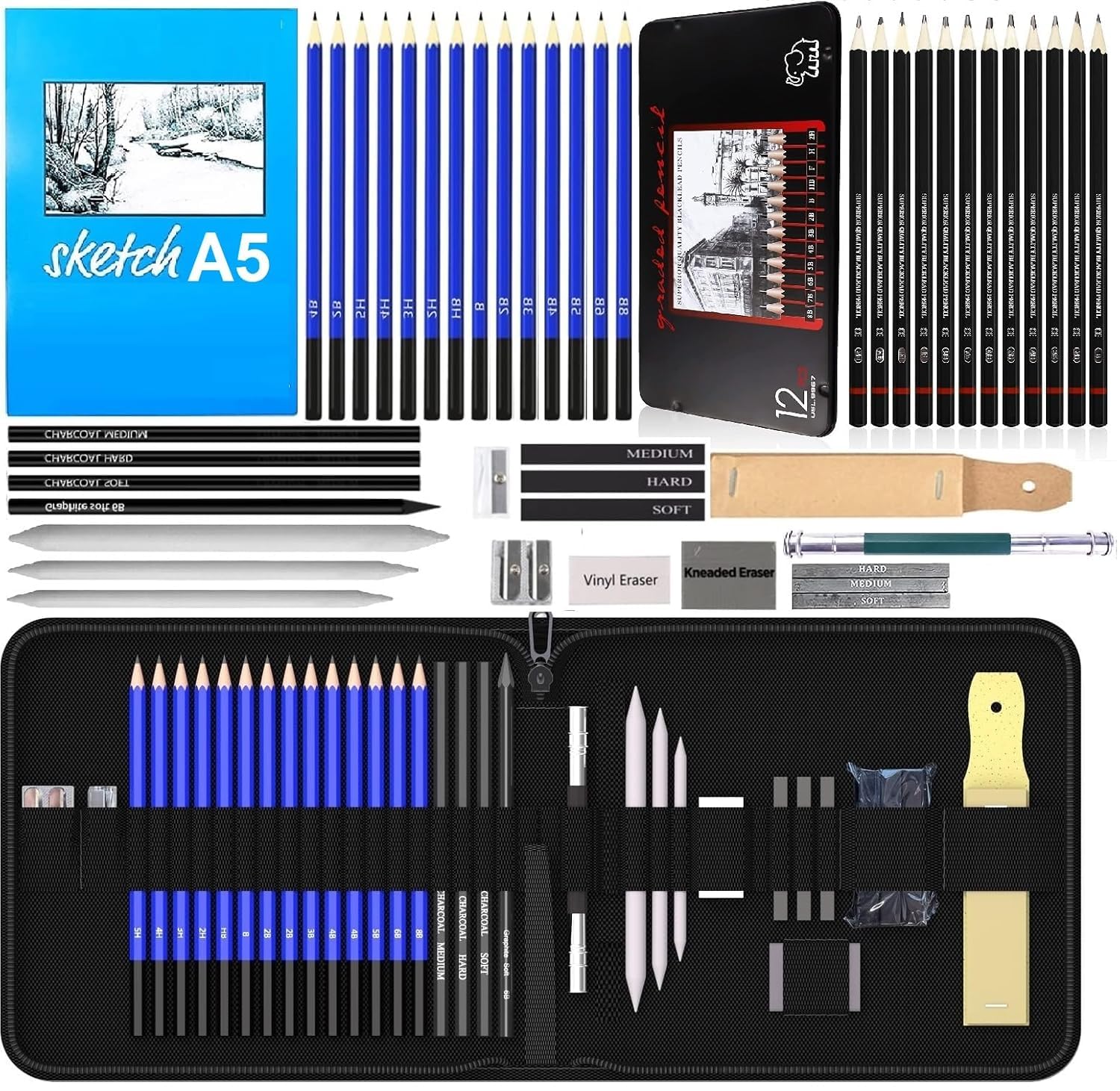 Wynhard Art Pencil Set - 35 Pcs for Sketching & Shading -11