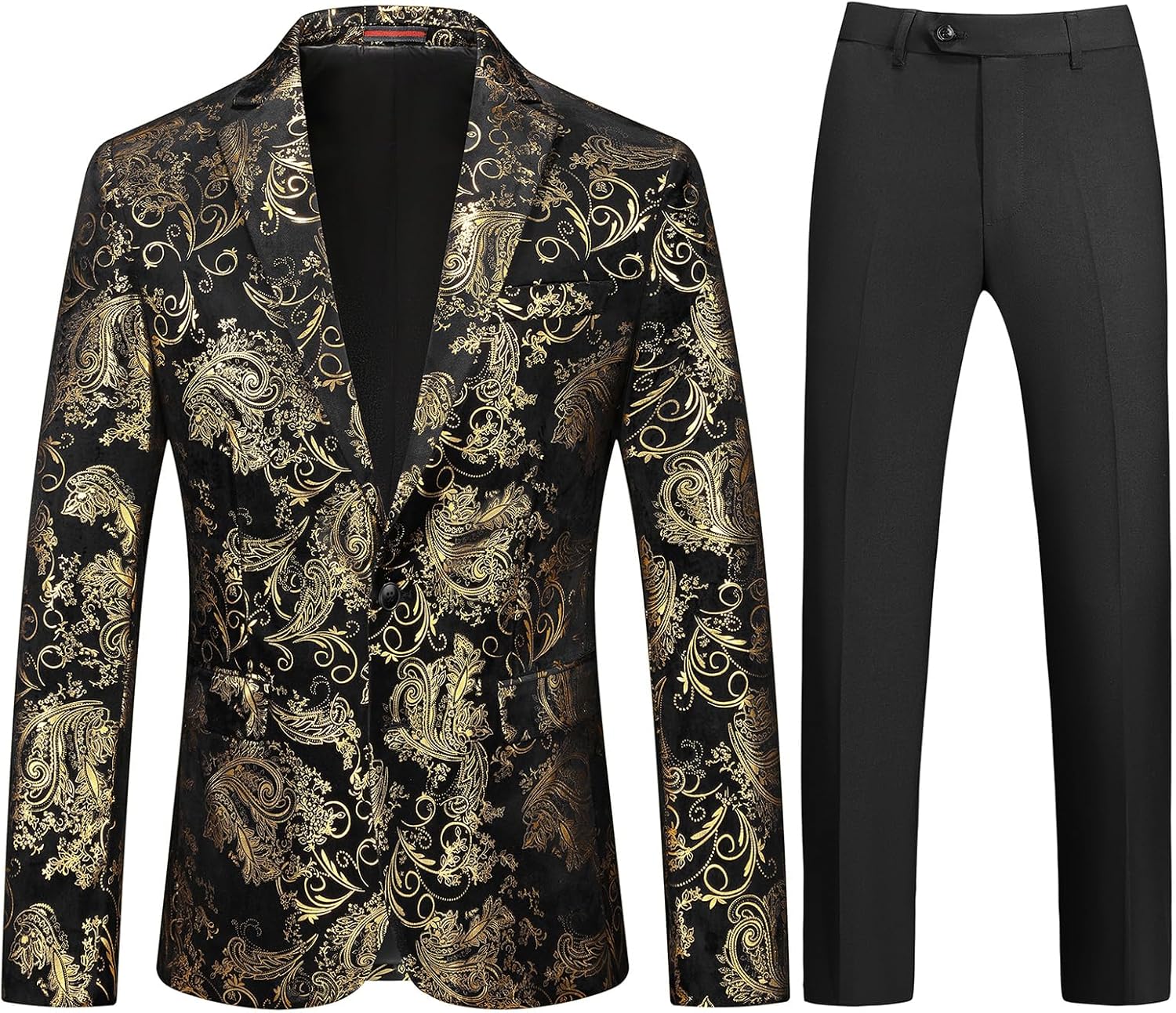 Mens Slim Fit Suits 2 Piece Tuxedo Suit for Men Shiny Prom Dinner Party Blazers Jacket and Pants